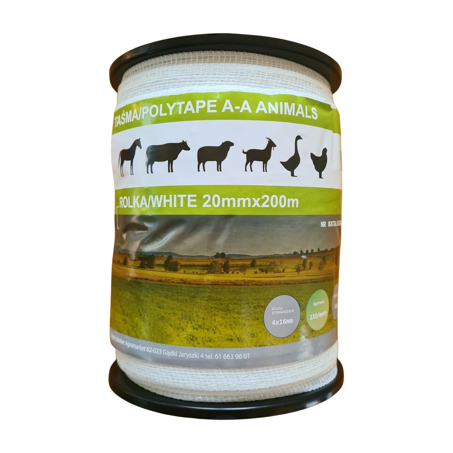 Taśma do ogrodzeń elektrycznych na padok dla koni Animals Biała 200m/20mm - Cavalo